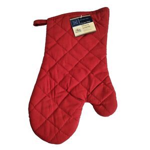 Oven Mitt Glove Cotton 7" x 13" Quilted Red Potholder Pad Mat Christmas Hook